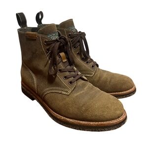 Polo Ralph Lauren Country RL Army Boots Mens 8 Brown Cow Suede Lace Up Sportsman